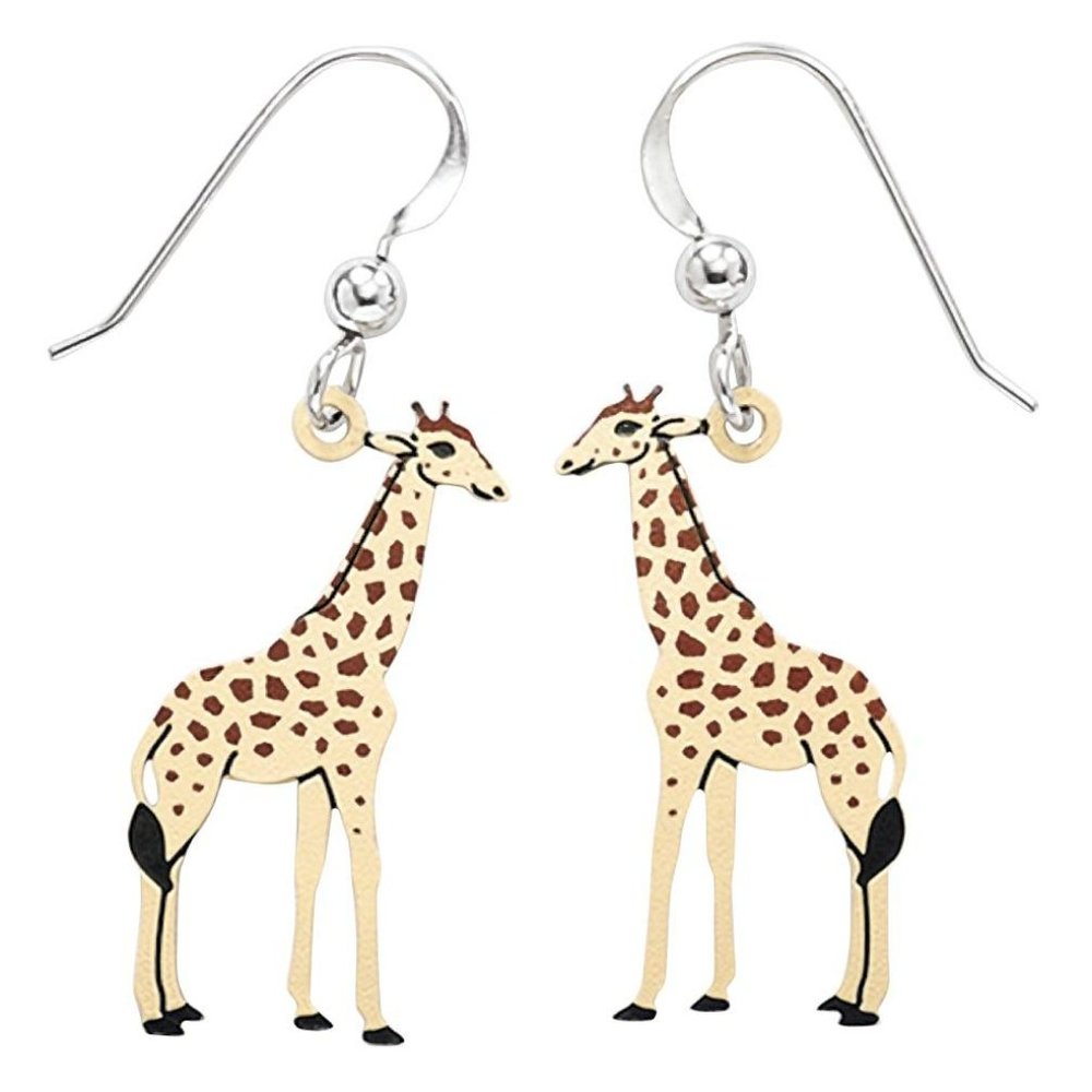 NWT New Handcrafted Giraffe Earrings Sterling Hooks Women Rare